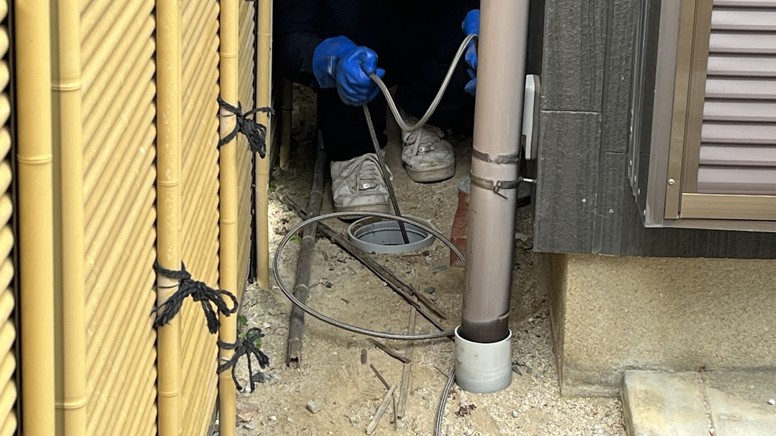 汚水管の高圧洗浄作業