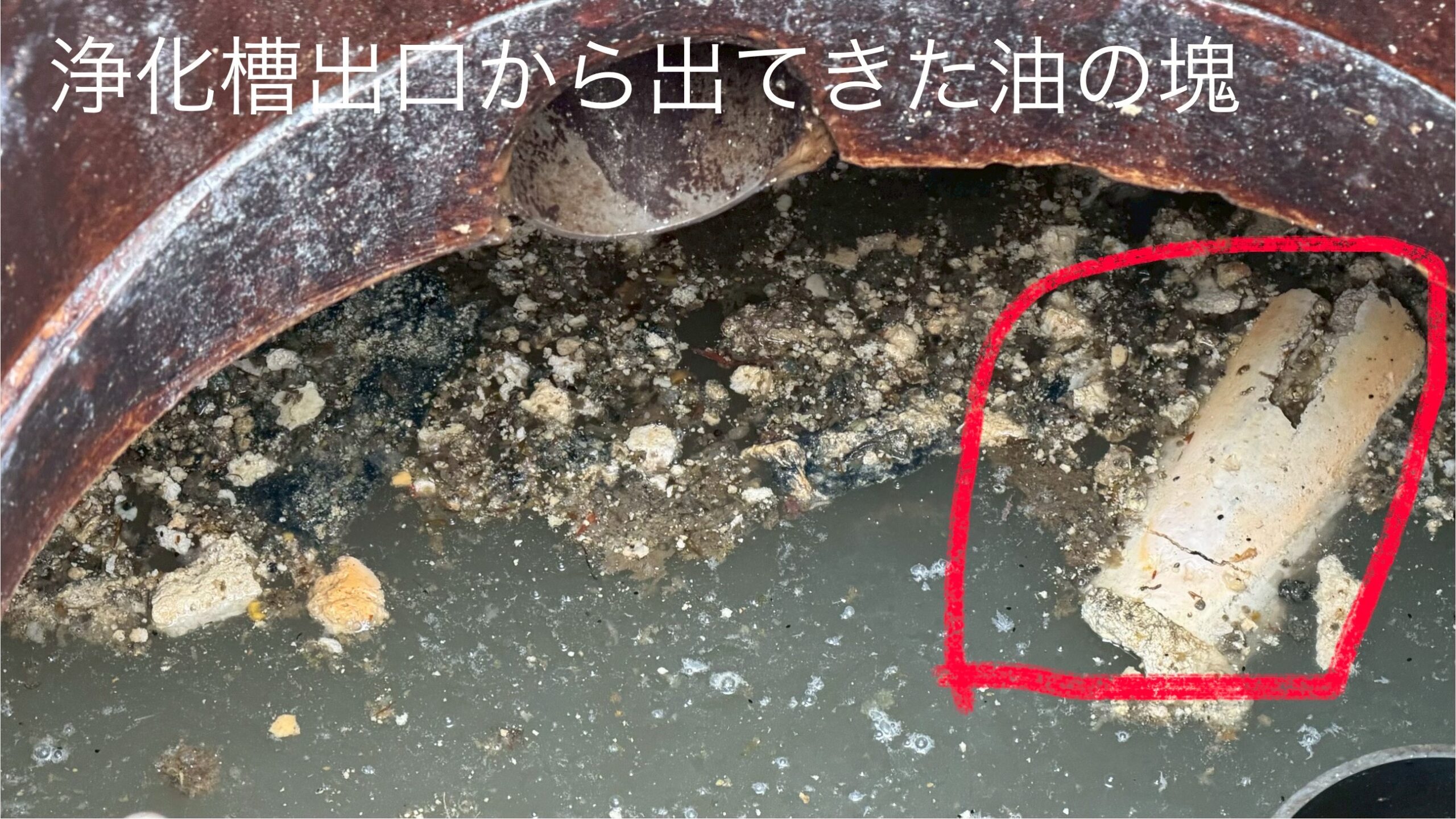 配水管の中に溜まっていた汚れ