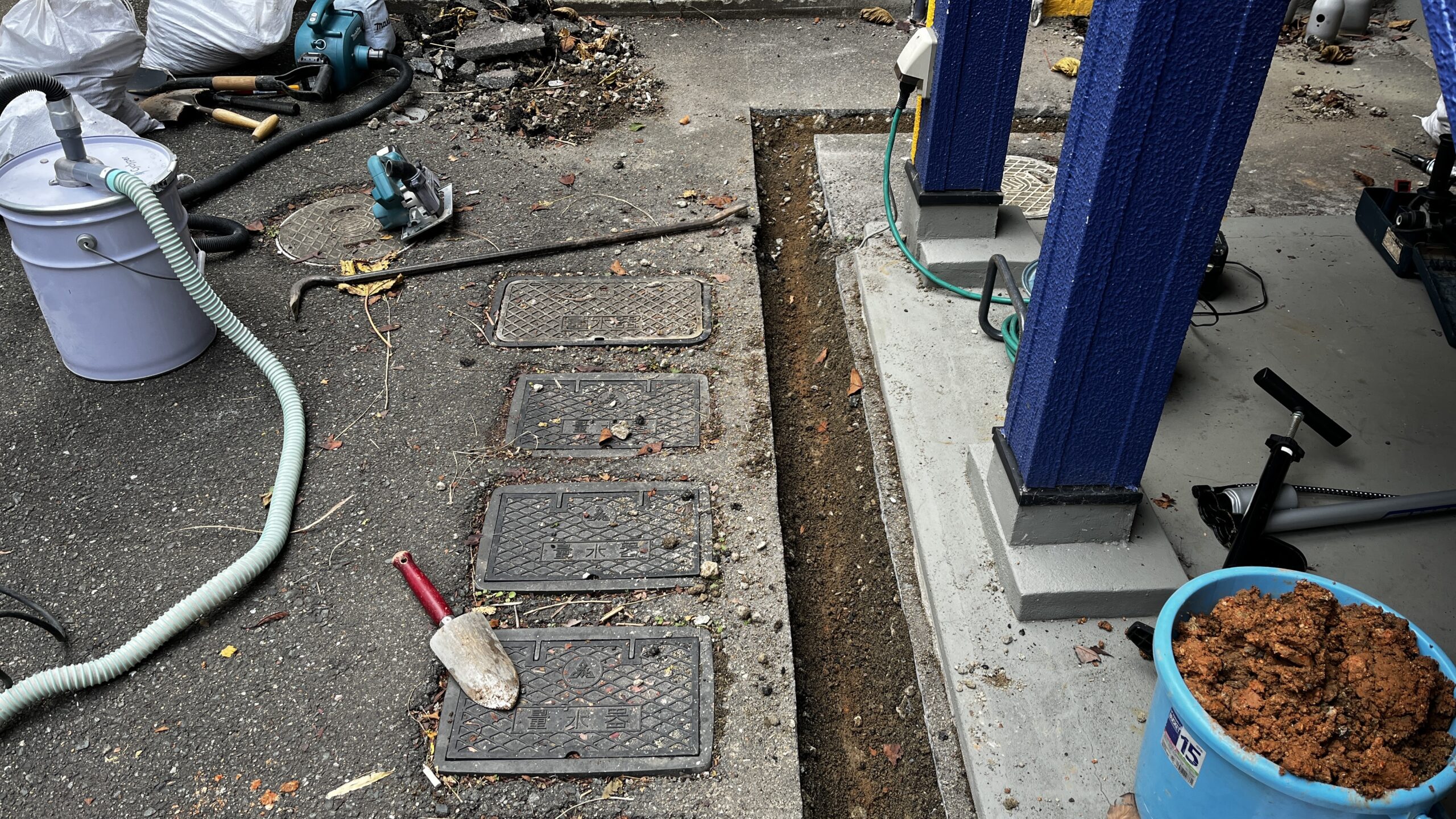 水道管のバイパス工事