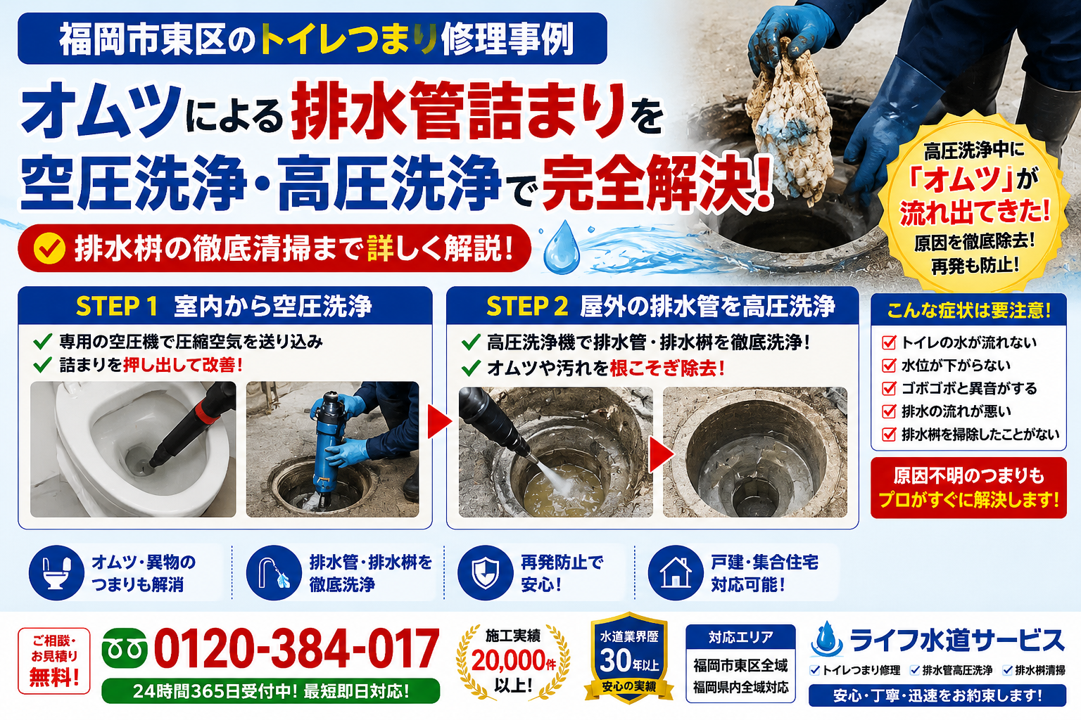 福岡市東区でのトイレのつまり除去工事 福岡市東区でのトイレのつまり除去工事